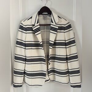 Tristan Ivory and Black Striped Blazer Jacket